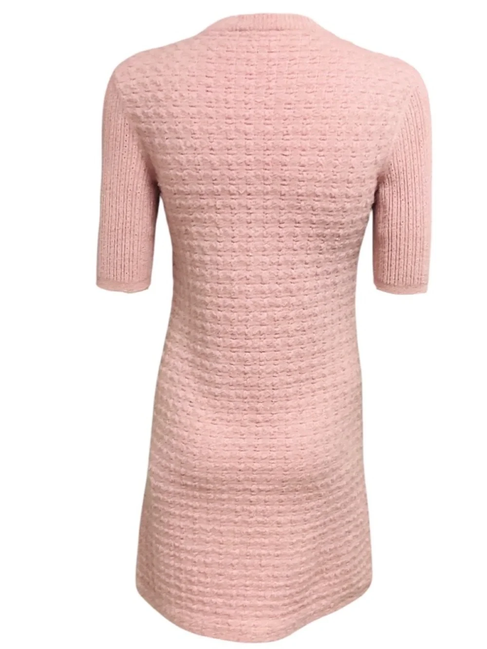 CHANEL 2017 PINK METALLIC SPARKLE KNIT COSMOPOLITE LUREX TWEED DRESS